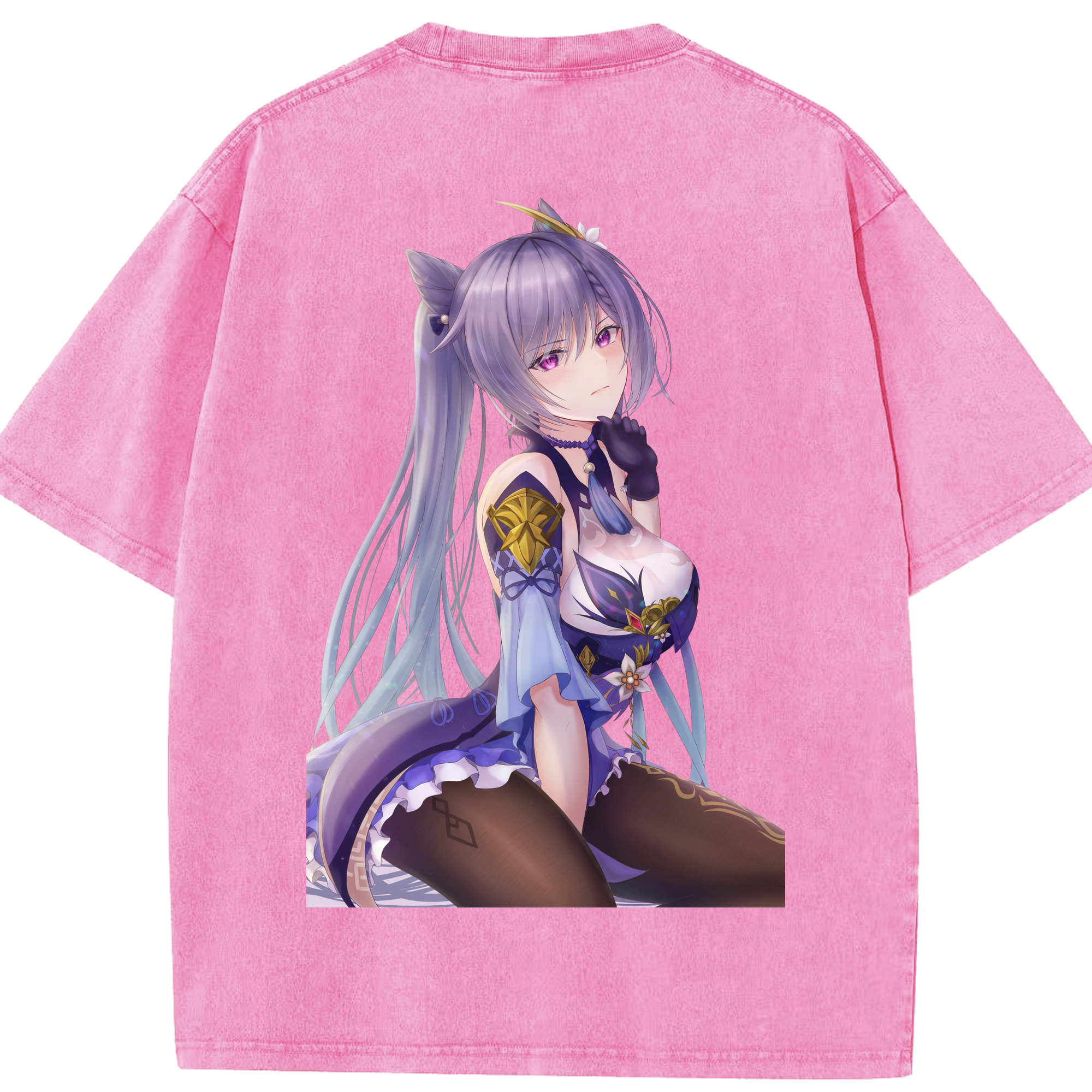 げんし神 刻晴 こくせい genshin Kokusei 綿100% ヴィンテージ風 半袖Tシャツ（背面プリント）